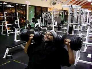 100 pound shoulder dumbbell press for reps