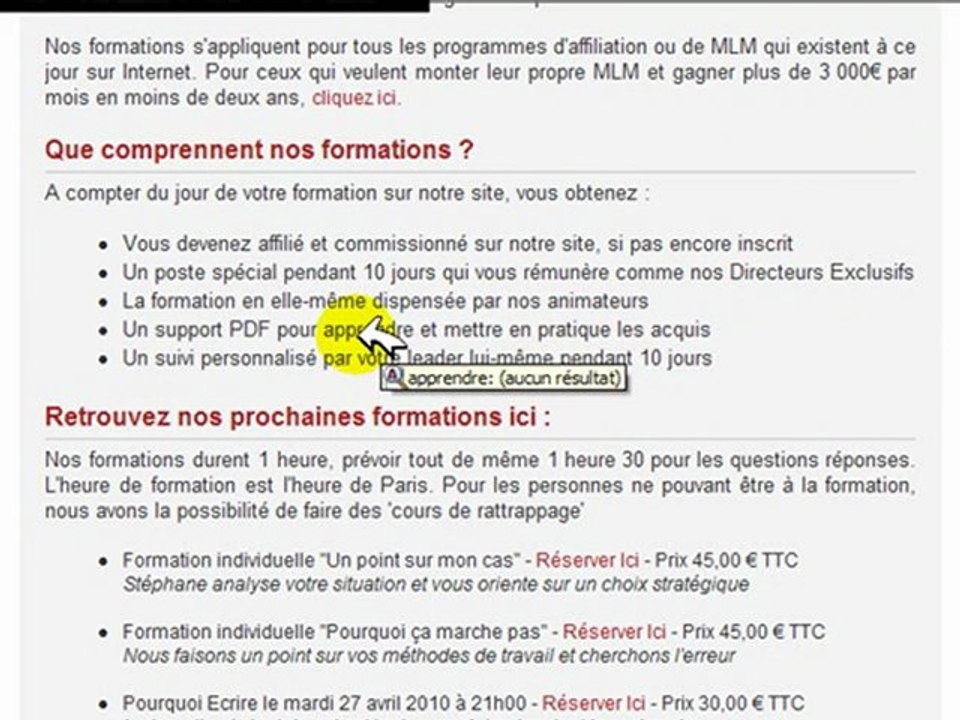 Formation marketing de réseau - affiliation