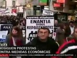 Persisten protestas contra medidas económicas en Grecia