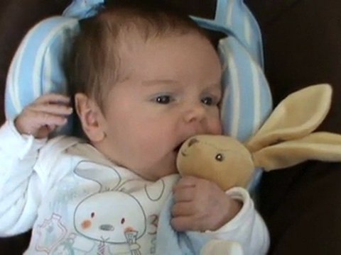 Romain et son doudou lapin