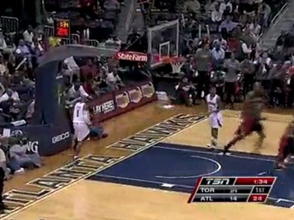 Jarrett Jack throws a nice pass to Amir Johnson, who finishe