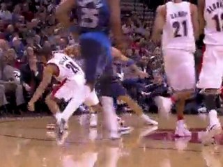 Andre Miller steals the ball from Jason Kidd.  LaMarcus Aldr