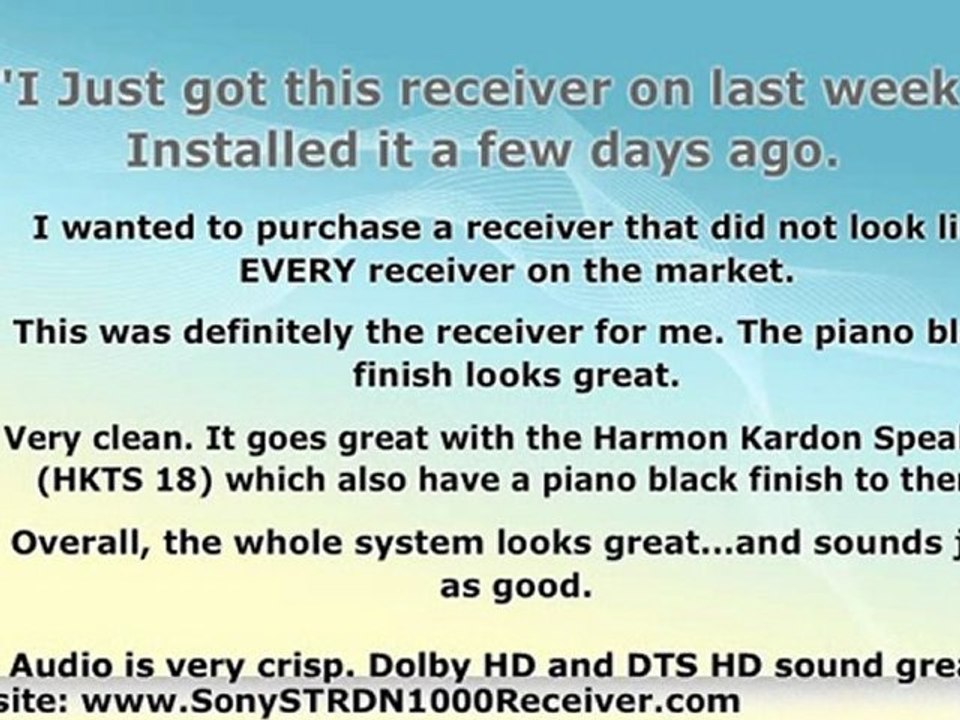 Sony STR-DN1000 7.1-Channel Audio Video Receiver Review & HO