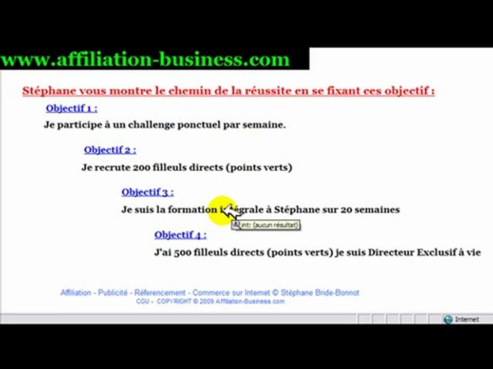 vos objectifs sur affiliation business