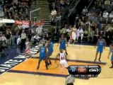 Monta Ellis drives to the basket and sinks a nice layup.
