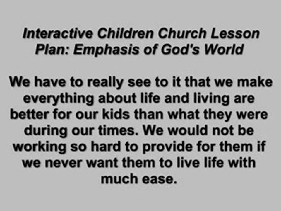 Interactive Children Church Lesson Plan: Emphasis of God's