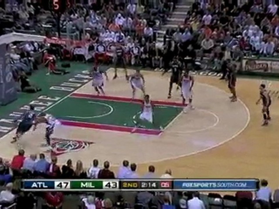 Joe Johnson drives baseline and hits the reverse layup.