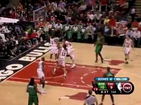 Derrick Rose gets the best of Rajon Rondo with this nice blo