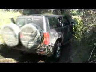 Crossing the Murray River in 4WD near Tom Grogin
