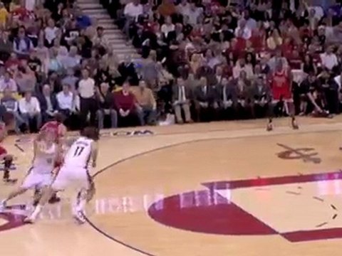 Derrick Rose gives the behind-the-back dribble and drives to
