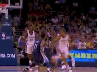 Kevin Durant steals the ball, dishes it to Eric Maynor who f