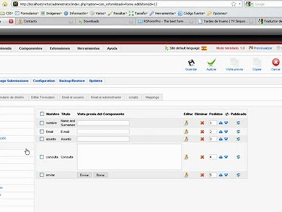 Formulario en 2 idiomas usando Rsform y Joomfish