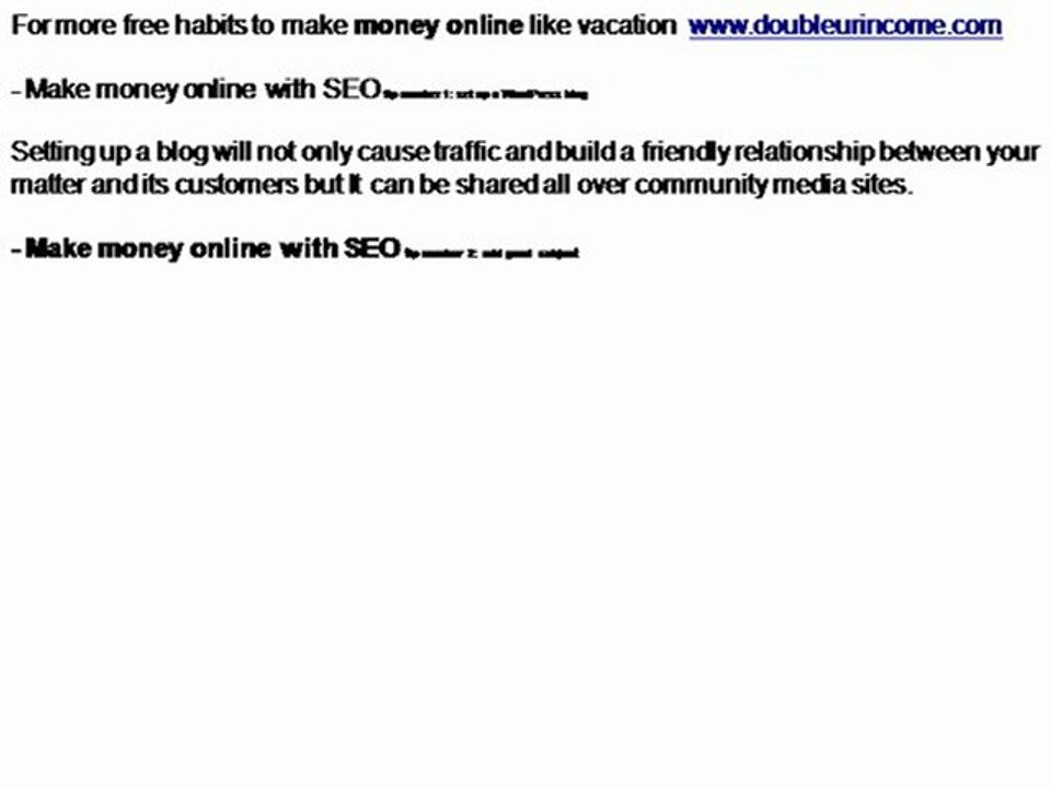 Make money online - Use SEO  