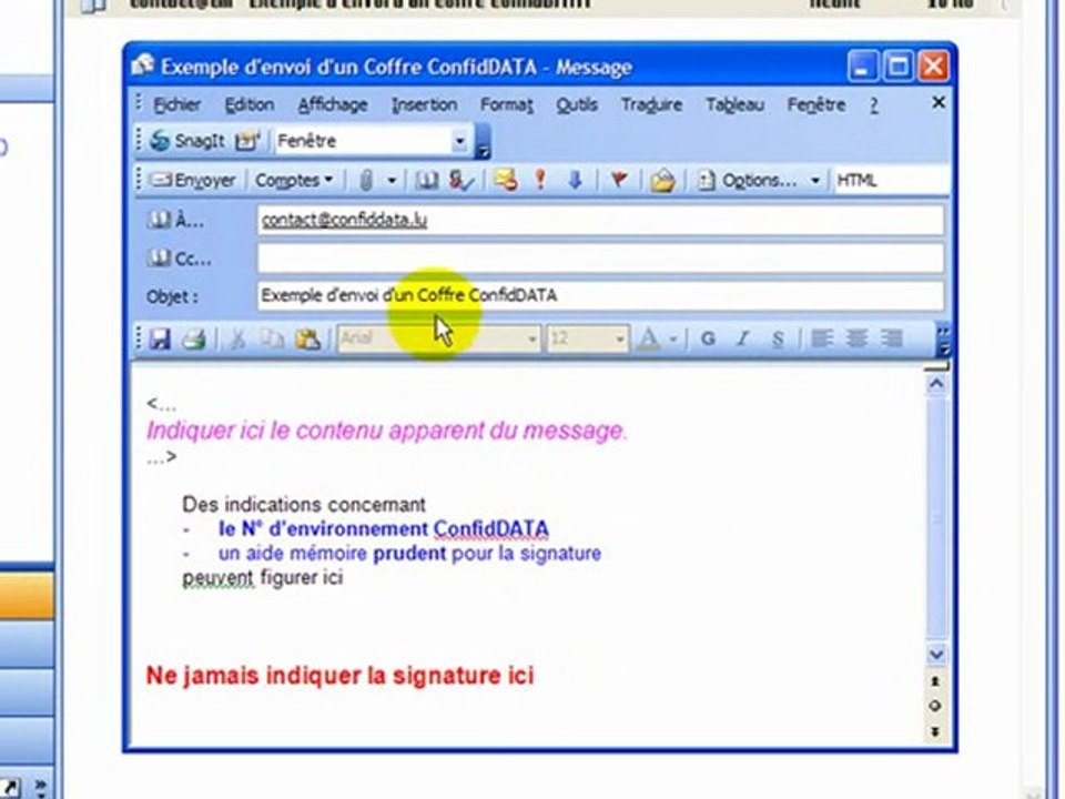 envoyer un coffre crypté (avec Outlook)