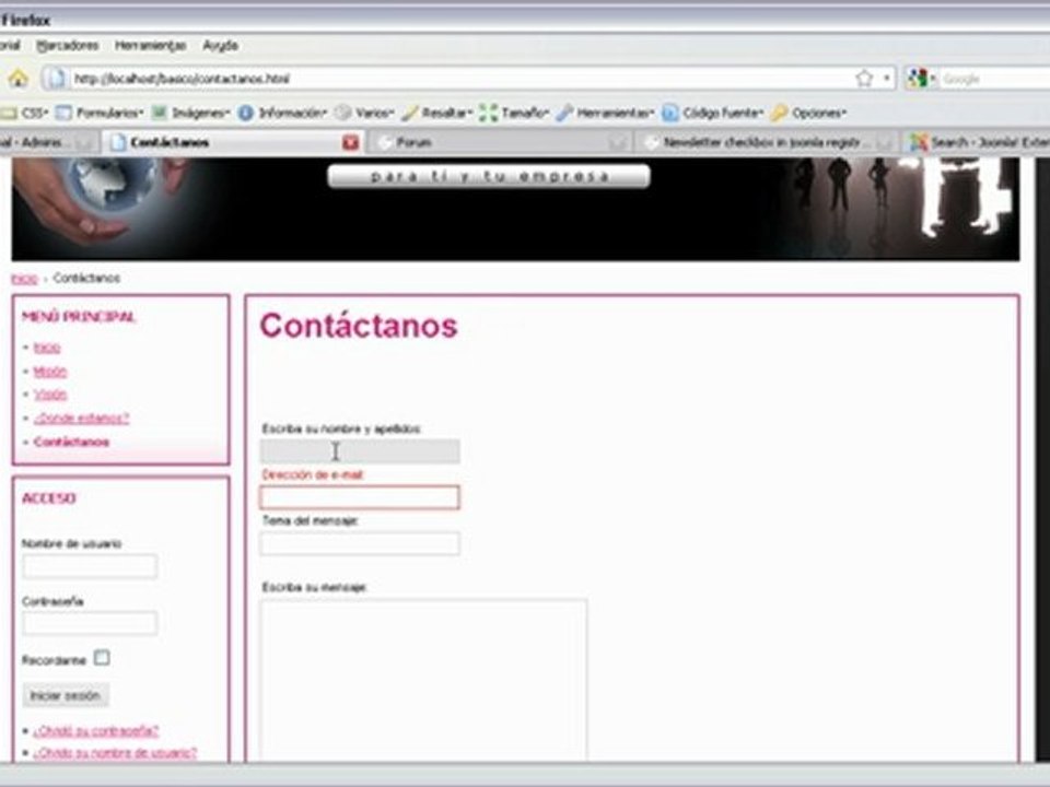 Problema  al crear contactos en Joomla