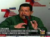 Gobierno colombiano sin límites morales: Hugo Chávez