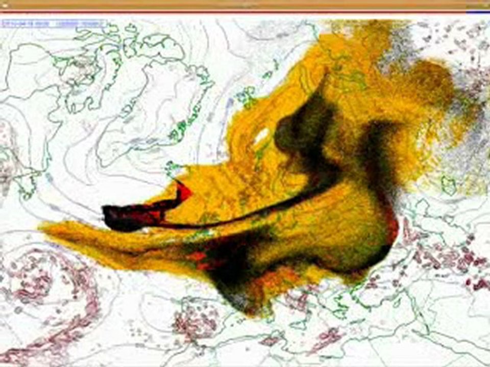 Rozwój "chmury" pyłu wulkanicznego znad Islandii