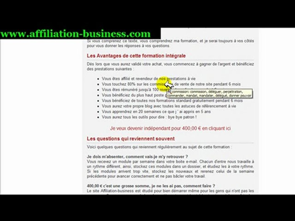 Formations pour apprendre l'affiliation