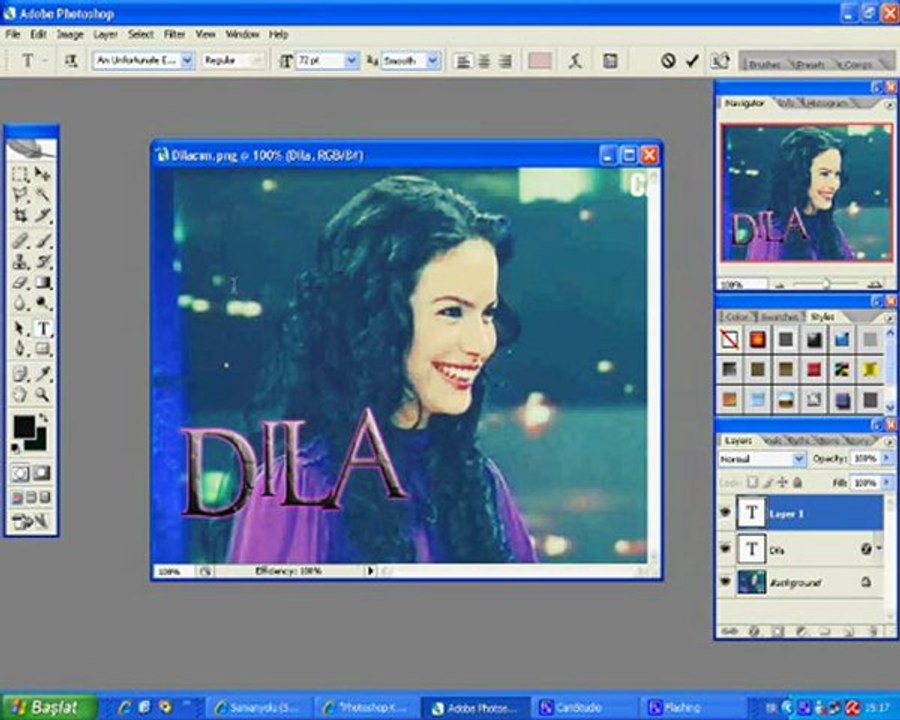 Photoshop Parlak Yazı