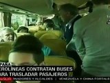 Aerolíneas españolas trasladan a pasajeros en autobuses