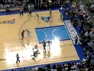 Tim Duncan takes the pass and finishes with an easy slam.