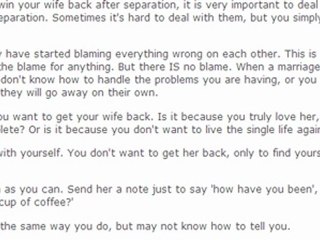 can you get your wife back after separation