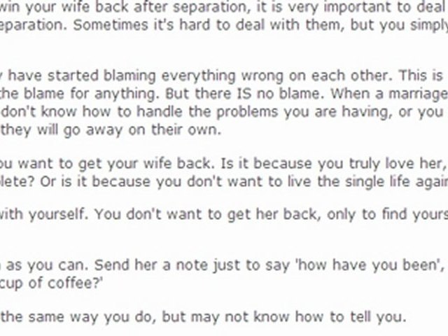 Wants separation back wife come to after 3 Signs
