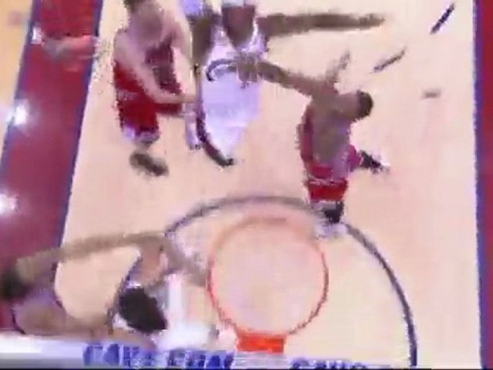 LeBron James throws down a nasty one-handed jam in the first