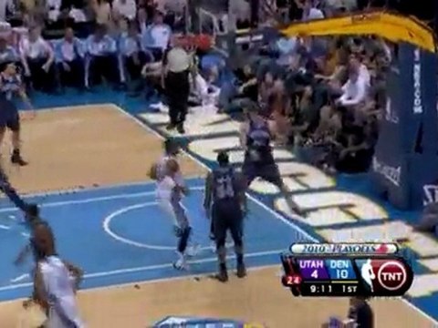 Nene takes the feed from Chauncey Billups and delivers the t