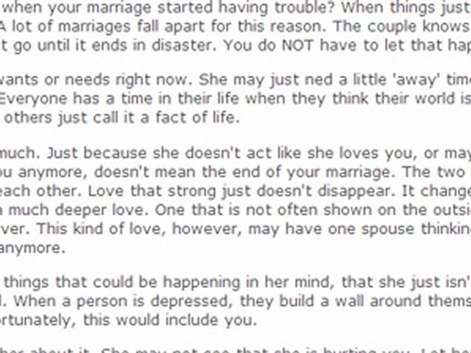 Can My Wife Love Me Again?