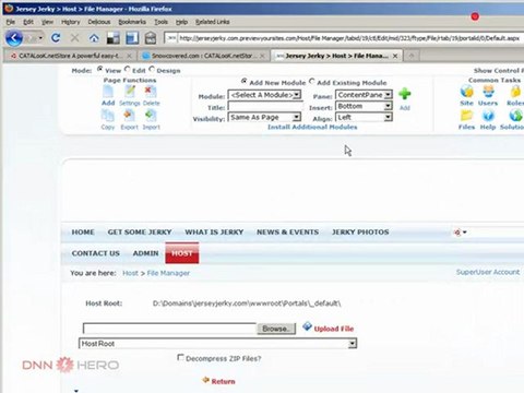 DotNetNuke Tutorial, installing Catalook ecommerce module2/2