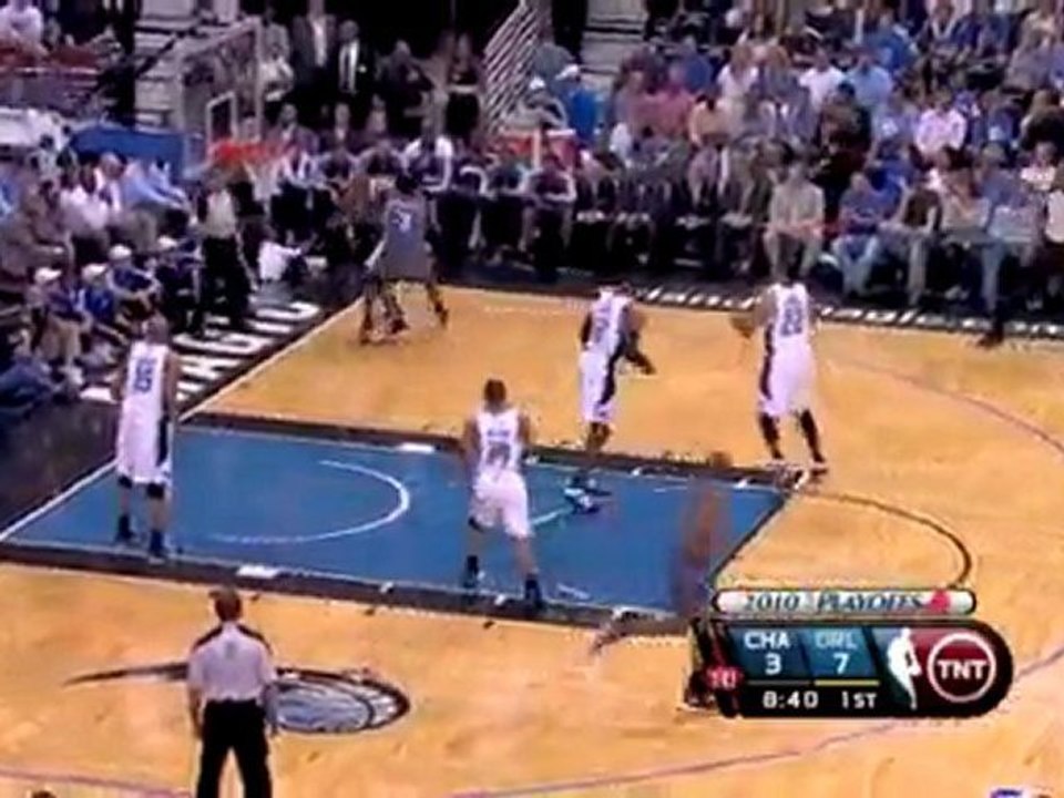 Dwight Howard. Block Gerald Wallace drives the baseline but