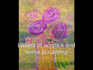 Step by Step demonstration : A bunch of Roses (Mixed media)