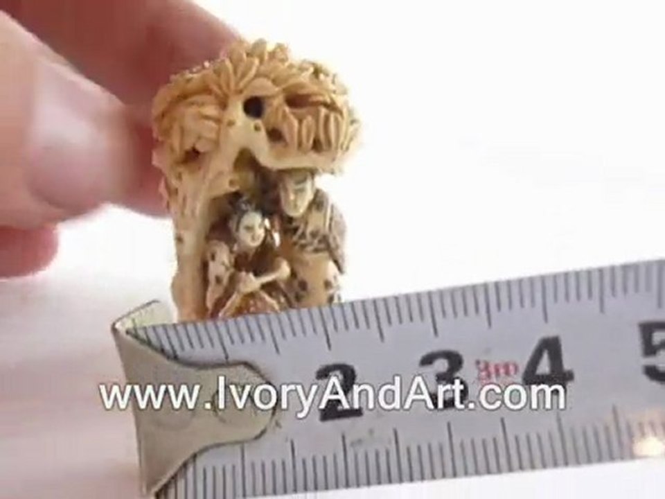 Mammoth ivory Netsuke - Composing a Poem under the tree