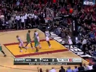 Carlos Arroyo misses the jumper but Dwyane Wade's there for