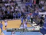 Chauncey Billups drives to the basket; he gets fouled and dr