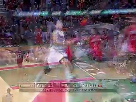 Josh Smith gets back on defense and blocks the dunk attempt.