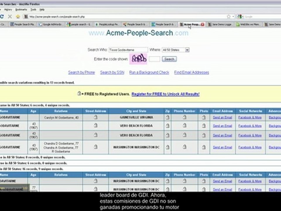 ACME People Search en Español - Paso 3 - Tissa Godavitarne