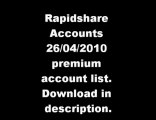 25/14/2010 Fresh Hacked RapidShare premium accounts