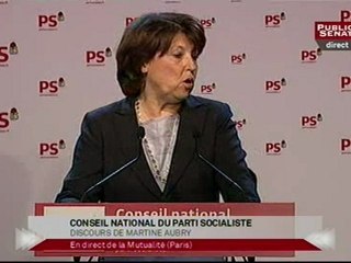 Martine Aubry en direct du Conseil national du PS