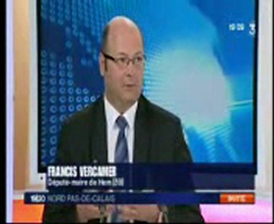 Invité du 19/20 de France 3 Nord Pas de Calais le 28/10/2010