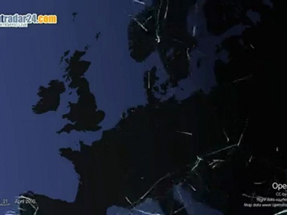 Evolution du trafic aérien pendant le volcan islandais