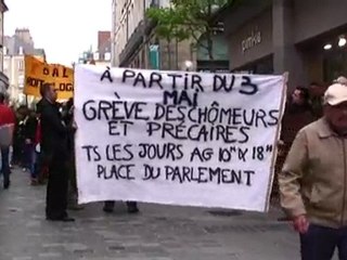 Défilé du 1er mai à Rennes, avec les chômeurs et précaires.