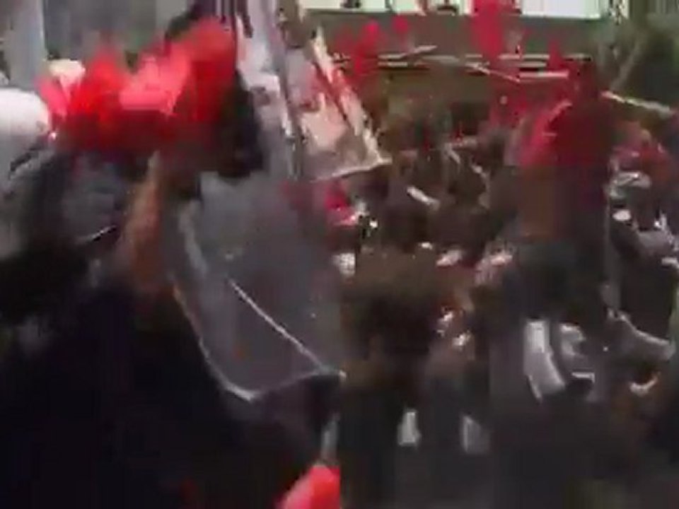 Athens Greece POLICE BURNED BY DEMONSTRANTS