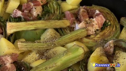 Artichauts à la barigoule et oignons au four