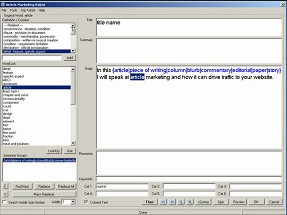 Article Marketing Robot - Advanced Article Rewriting