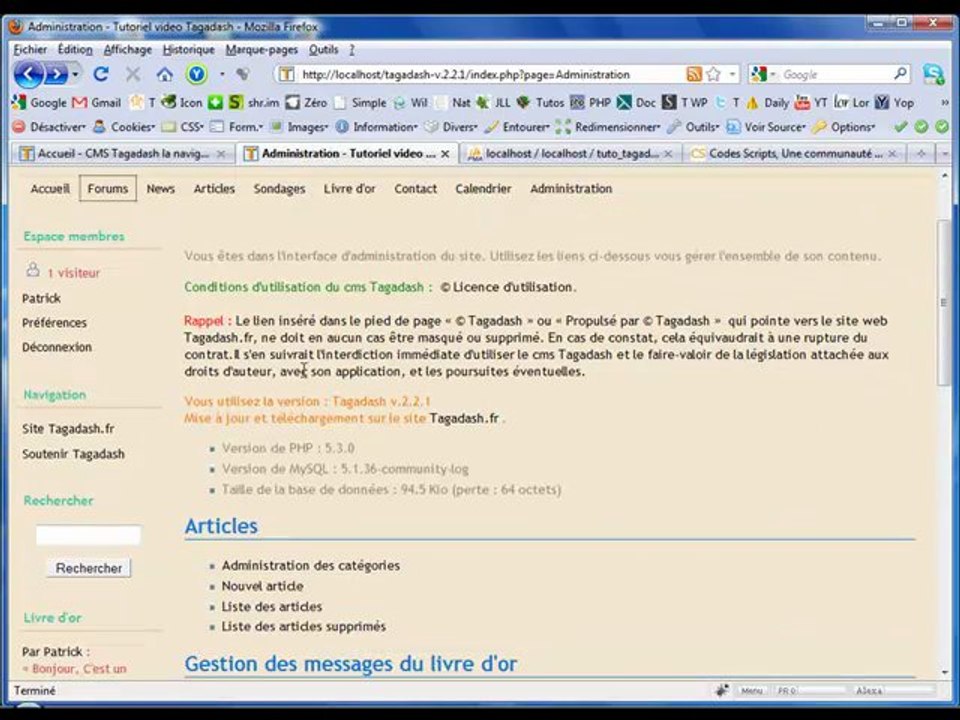 Administrer le cms Tagadash