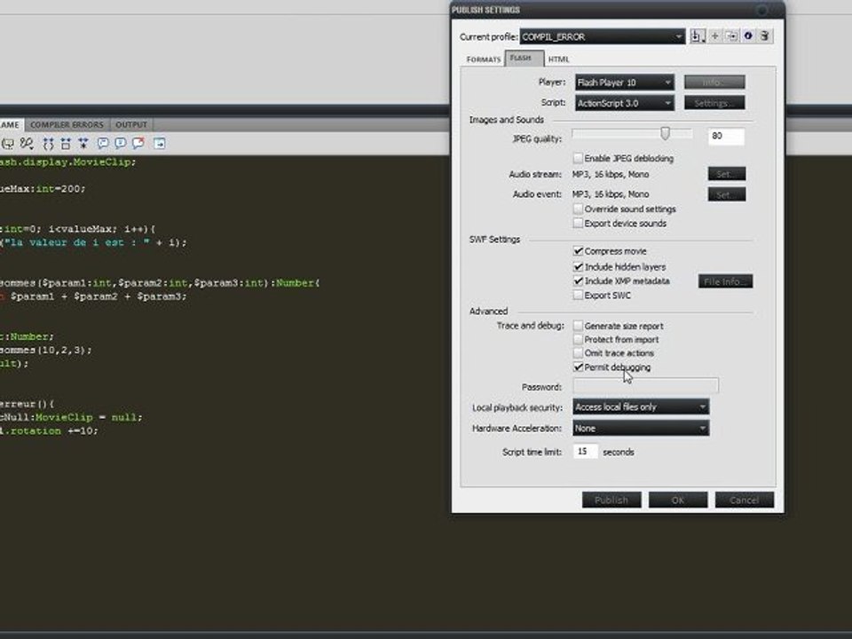 Debugger son code actionscript via une "config constante"