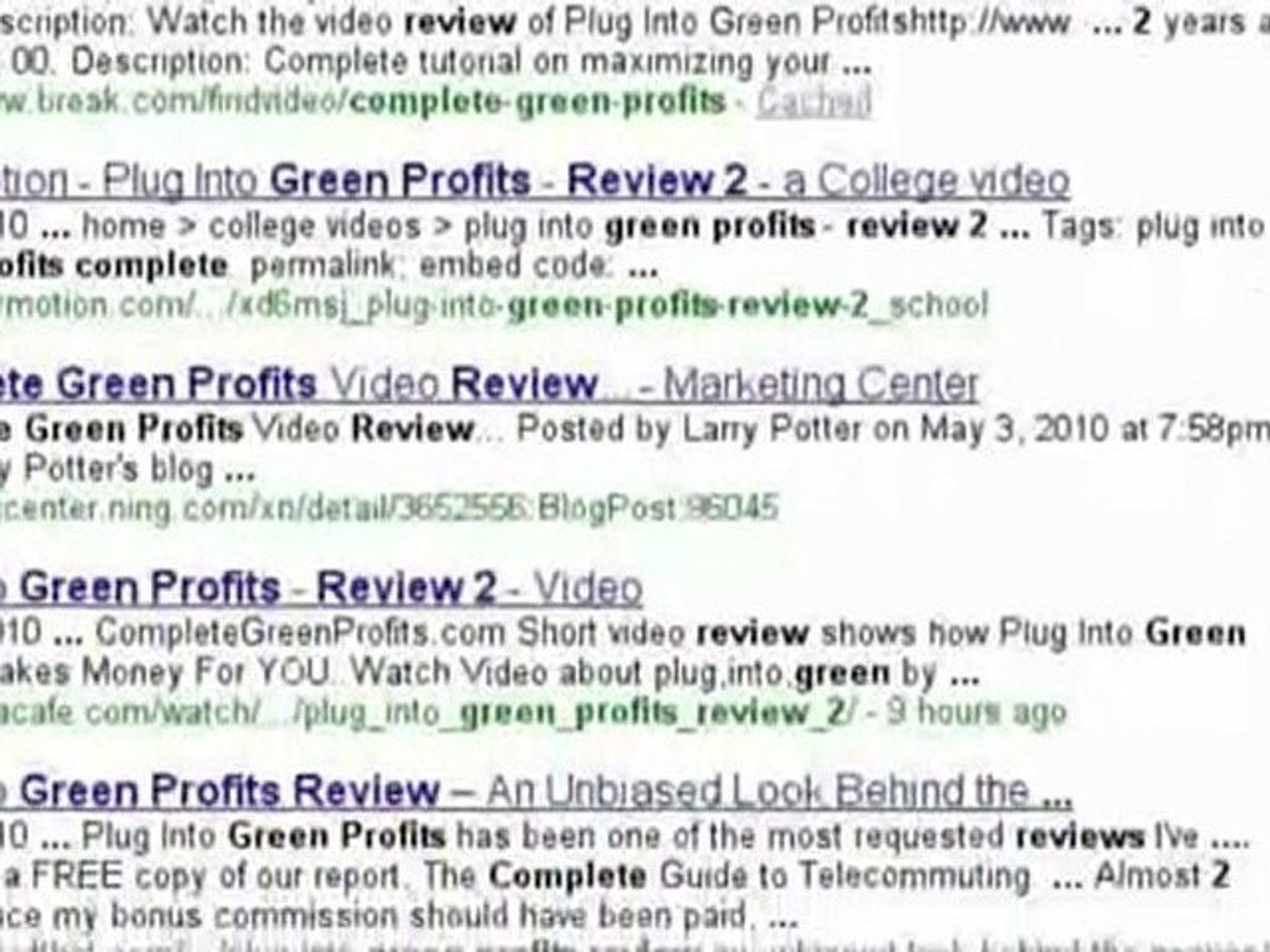 Plug Into Green Profits - Google Video Review