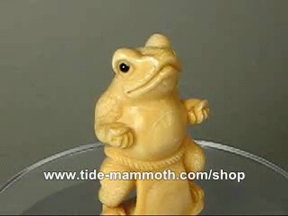 mammoth ivory netsuke Cute Cartoon Frog Carving N2983
